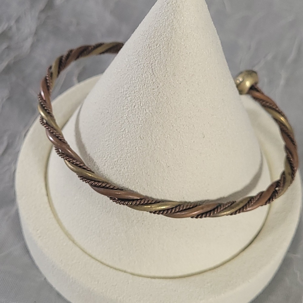 Copper Brass Cuff Bracelet Unisex Twisted Rope Braid Design Jewelry